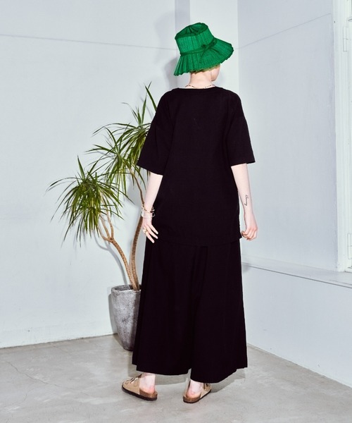 manana suerte（マニャーナスエルテ）の「コットンリネンギャザーワイドパンツ（その他パンツ・レディース・ブラック/ブルー/グリーン・FREE）」の20枚目の写真
