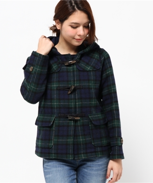 OUTLET(アウトレット)の「【Ciaopanic】Wチェックショートダッフルコート(ダッフルコート・レディース・チャコールグレー/ネイビー・FREE)」の2枚目の写真