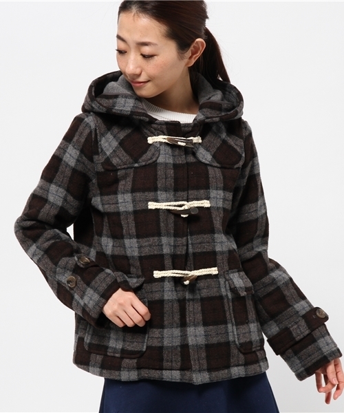OUTLET(アウトレット)の「【Ciaopanic】Wチェックショートダッフルコート(ダッフルコート・レディース・チャコールグレー/ネイビー・FREE)」の1枚目の写真