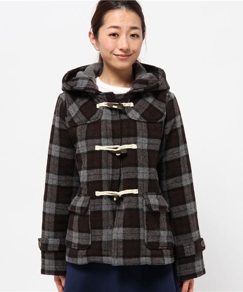 OUTLET(アウトレット)の「【Ciaopanic】Wチェックショートダッフルコート(ダッフルコート・レディース・チャコールグレー/ネイビー・FREE)」の3枚目の写真