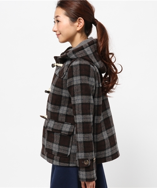 OUTLET(アウトレット)の「【Ciaopanic】Wチェックショートダッフルコート(ダッフルコート・レディース・チャコールグレー/ネイビー・FREE)」の4枚目の写真