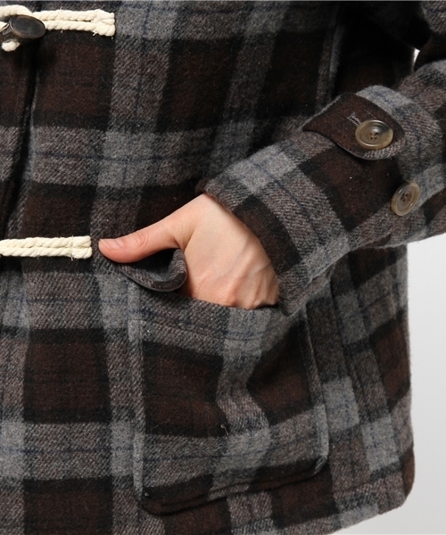 OUTLET(アウトレット)の「【Ciaopanic】Wチェックショートダッフルコート(ダッフルコート・レディース・チャコールグレー/ネイビー・FREE)」の9枚目の写真
