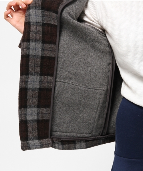 OUTLET(アウトレット)の「【Ciaopanic】Wチェックショートダッフルコート(ダッフルコート・レディース・チャコールグレー/ネイビー・FREE)」の11枚目の写真