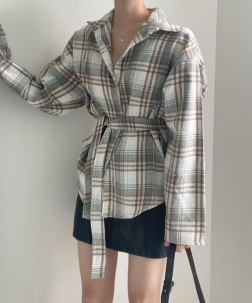 Girly Doll(ガーリードール)の「シャツ(シャツ/ブラウス・レディース・グレー/キャメル・F)」の6枚目の写真