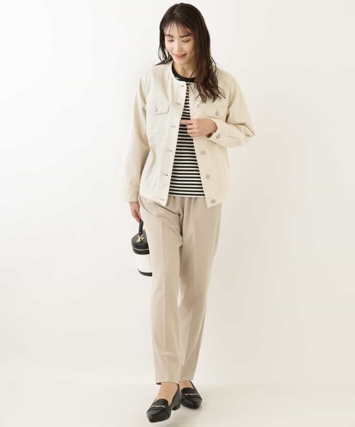 a.v.v（アーヴェヴェ）の「ノーカラーGジャン（デニムジャケット・レディース・ネイビー/アイボリー・40/38/36/34/42）」の9枚目の写真