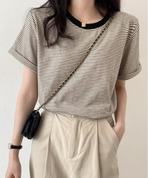 クルーネック細ボーダーTシャツ