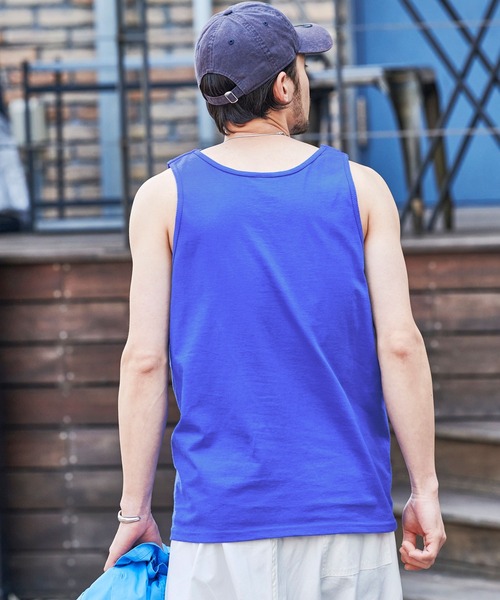 メンズ タンクトップ ストリート ビッグシルエット M00338 Tシャツ タンクトップ 半袖 メンズ 2点セット 重ね着 ビッグ