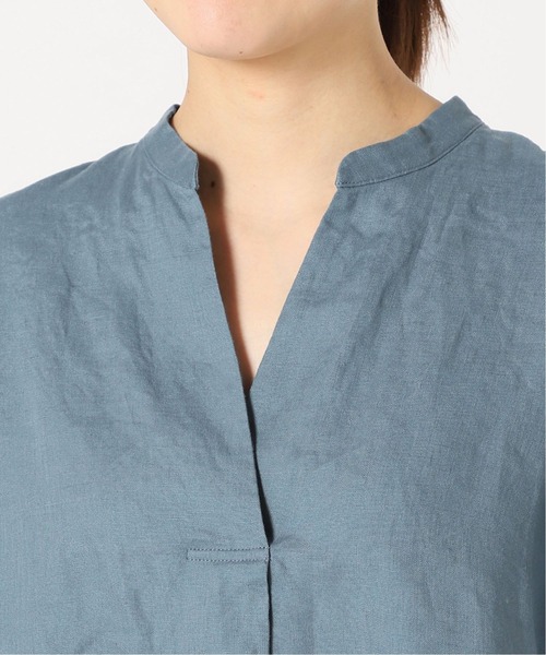 IENA（イエナ）の「リネンノースリーブスキッパーシャツ（シャツ/ブラウス・レディース・ブラック/ナチュラル/ブルー系その他・FREE）」の11枚目の写真