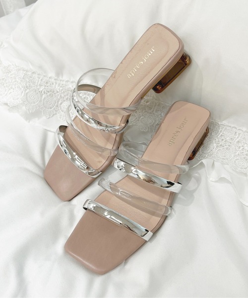 apres jour（アプレジュール）の「スクエアクリアヒールサンダル【ZOZOTOWN限定アイテム】（サンダル・レディース・アイボリー/ピンクベージュ/ブラック・SMALL/X-LARGE/MEDIUM/LARGE）」の3枚目の写真