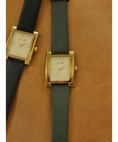 ジュエリーウィ レザーウォッチ 小さな四角形アナログクォーツウォッチ