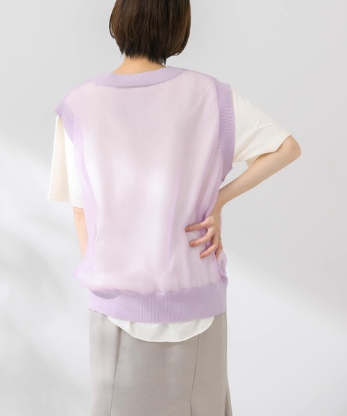 KBF（ケイビーエフ）の「シアーガラスニットベスト（ニット/セーター・レディース・ブルー/アイボリー/ライトピンク・ONE）」の13枚目の写真