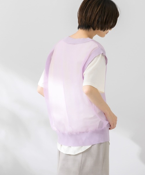 KBF（ケイビーエフ）の「シアーガラスニットベスト（ニット/セーター・レディース・ブルー/アイボリー/ライトピンク・ONE）」の14枚目の写真