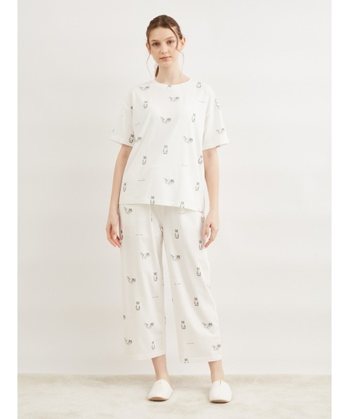 ジェラートピケ Kotoka Izumi cat柄 パジャマ gelato pique（ジェラートピケ）の「【KotokaIzumi】cat柄Tシャツ