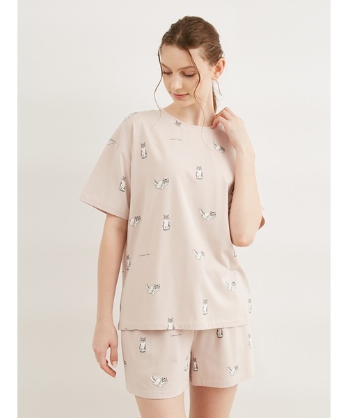 ジェラートピケ Kotoka Izumi cat柄 パジャマ gelato pique（ジェラートピケ）の「【KotokaIzumi】cat柄Tシャツ