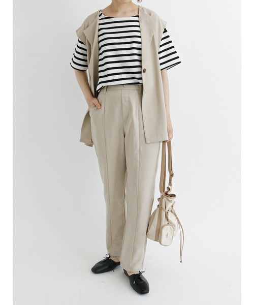 Samansa Mos2 blue（サマンサモスモスブルー）の「リネン混ジレ(セットアップ可)（ベスト・レディース・ベージュ/カーキ/チャコール・ﾌﾘ-）」の12枚目の写真