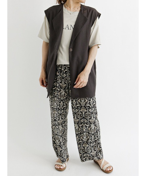 Samansa Mos2 blue（サマンサモスモスブルー）の「ダマスクプリントイージーパンツ（その他パンツ・レディース・カーキ/ブラウン/ブラック・ﾌﾘ-）」の4枚目の写真