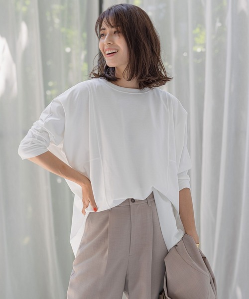 BAYFLOW(ベイフロー)の「キリカエポンチョプルオーバー(Tシャツ/カットソー・レディース・ホワイト/ブラック/グリーン/モカ・FREE)」の1枚目の写真