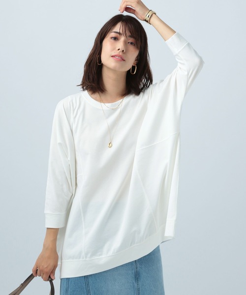 BAYFLOW(ベイフロー)の「キリカエポンチョプルオーバー(Tシャツ/カットソー・レディース・ホワイト/ブラック/グリーン/モカ・FREE)」の5枚目の写真