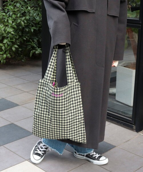 fredy repit（フレディレピ）の「カラーギンガムパーテーション トートバッグ（トートバッグ・レディース・ブラック系その他/グリーン系その他/ブルー系その他/ピンク系その他/グリーン系その他2・FREE）」の15枚目の写真