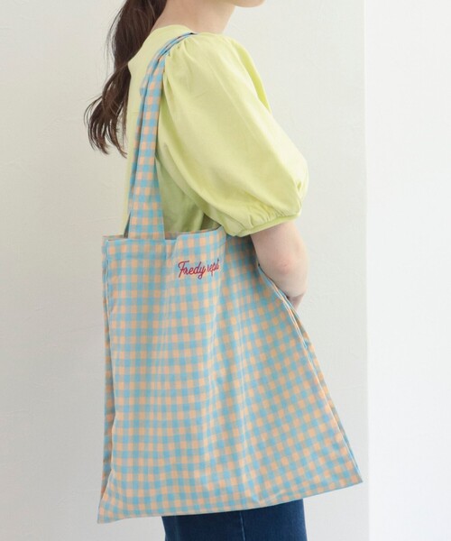 fredy repit（フレディレピ）の「カラーギンガムパーテーション トートバッグ（トートバッグ・レディース・ブラック系その他/グリーン系その他/ブルー系その他/ピンク系その他/グリーン系その他2・FREE）」の18枚目の写真