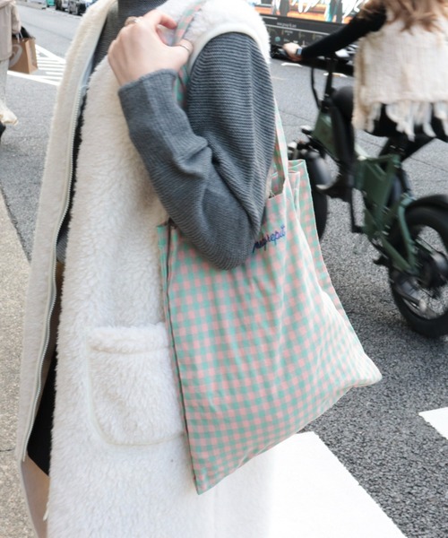fredy repit（フレディレピ）の「カラーギンガムパーテーション トートバッグ（トートバッグ・レディース・ブラック系その他/グリーン系その他/ブルー系その他/ピンク系その他/グリーン系その他2・FREE）」の3枚目の写真