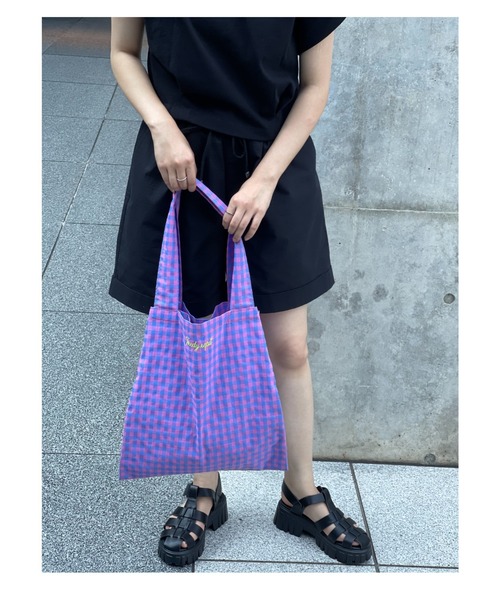 fredy repit（フレディレピ）の「カラーギンガムパーテーション トートバッグ（トートバッグ・レディース・ブラック系その他/グリーン系その他/ブルー系その他/ピンク系その他/グリーン系その他2・FREE）」の6枚目の写真