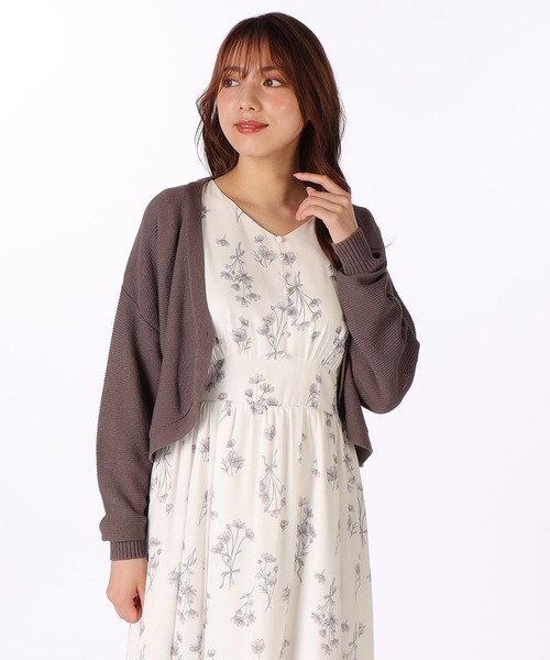 LAISSE PASSE（レッセパッセ）の「Backリボン ボレロカーディガン（カーディガン/ボレロ・レディース・スモークピンク/ダークグレー/アイボリー・MEDIUM）」の2枚目の写真