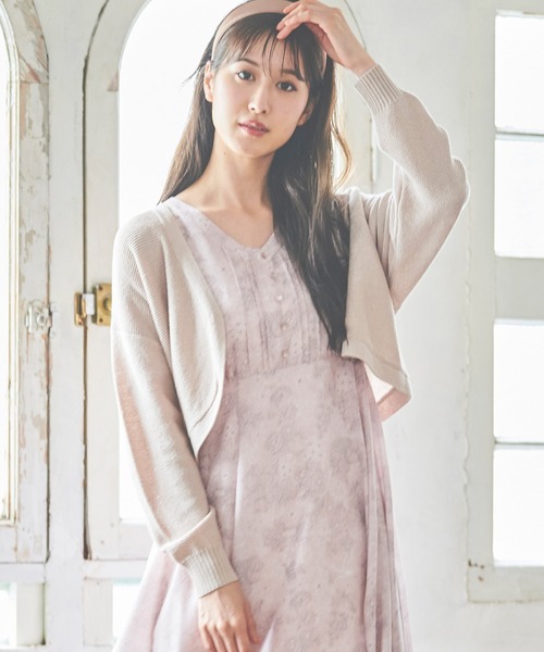 LAISSE PASSE（レッセパッセ）の「Backリボン ボレロカーディガン（カーディガン/ボレロ・レディース・スモークピンク/ダークグレー/アイボリー・MEDIUM）」の17枚目の写真