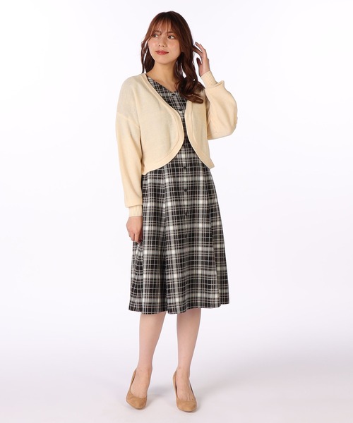 LAISSE PASSE（レッセパッセ）の「Backリボン ボレロカーディガン（カーディガン/ボレロ・レディース・スモークピンク/ダークグレー/アイボリー・MEDIUM）」の12枚目の写真