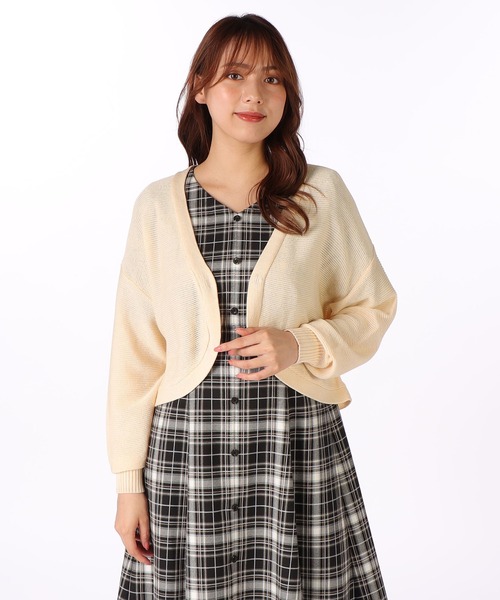 LAISSE PASSE（レッセパッセ）の「Backリボン ボレロカーディガン（カーディガン/ボレロ・レディース・スモークピンク/ダークグレー/アイボリー・MEDIUM）」の11枚目の写真