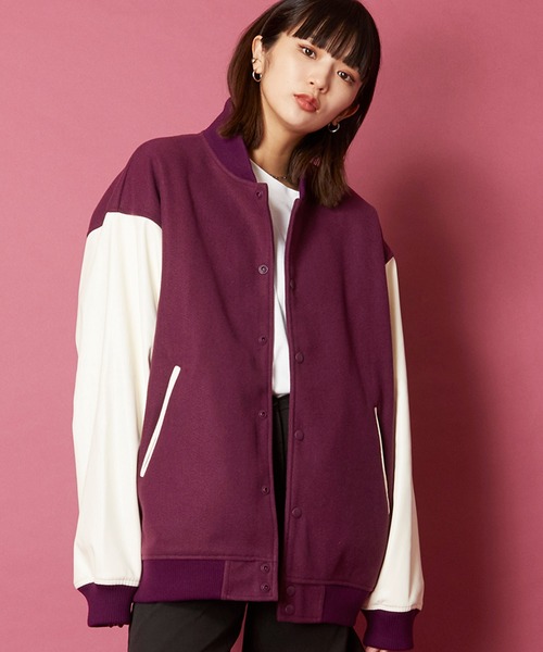 unrelaxing(アンリラクシング)の「オーバーサイズビッグシルエットスタジャン(スタジャン・メンズ・パープル/カーキ/グリーン/ブラック×ホワイト/ブラック×ブラック/グレー系1/ネイビー系1/ネイビー系2・FREE)」の2枚目の写真