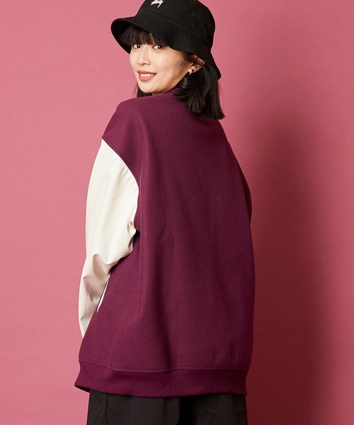 unrelaxing(アンリラクシング)の「オーバーサイズビッグシルエットスタジャン(スタジャン・メンズ・パープル/カーキ/グリーン/ブラック×ホワイト/ブラック×ブラック/グレー系1/ネイビー系1/ネイビー系2・FREE)」の9枚目の写真