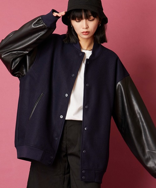 unrelaxing(アンリラクシング)の「オーバーサイズビッグシルエットスタジャン(スタジャン・メンズ・パープル/カーキ/グリーン/ブラック×ホワイト/ブラック×ブラック/グレー系1/ネイビー系1/ネイビー系2・FREE)」の12枚目の写真