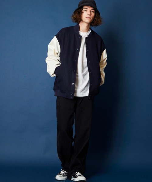 unrelaxing(アンリラクシング)の「オーバーサイズビッグシルエットスタジャン(スタジャン・メンズ・パープル/カーキ/グリーン/ブラック×ホワイト/ブラック×ブラック/グレー系1/ネイビー系1/ネイビー系2・FREE)」の11枚目の写真