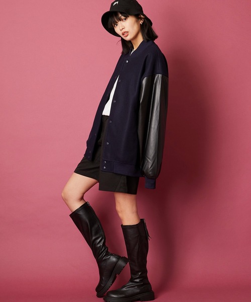 unrelaxing(アンリラクシング)の「オーバーサイズビッグシルエットスタジャン(スタジャン・メンズ・パープル/カーキ/グリーン/ブラック×ホワイト/ブラック×ブラック/グレー系1/ネイビー系1/ネイビー系2・FREE)」の22枚目の写真