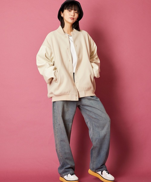 unrelaxing(アンリラクシング)の「オーバーサイズビッグシルエットスタジャン(スタジャン・メンズ・パープル/カーキ/グリーン/ブラック×ホワイト/ブラック×ブラック/グレー系1/ネイビー系1/ネイビー系2・FREE)」の18枚目の写真