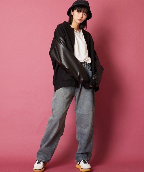 unrelaxing(アンリラクシング)の「オーバーサイズビッグシルエットスタジャン(スタジャン・メンズ・パープル/カーキ/グリーン/ブラック×ホワイト/ブラック×ブラック/グレー系1/ネイビー系1/ネイビー系2・FREE)」の13枚目の写真