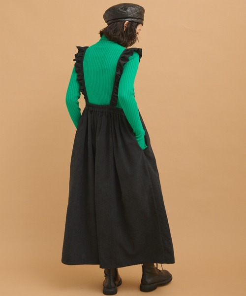 MERLOT(メルロー)の「フリルオーバーオール(サロペット/オーバーオール・レディース・グリーン/ブラック・FREE)」の4枚目の写真