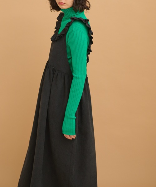 MERLOT(メルロー)の「フリルオーバーオール(サロペット/オーバーオール・レディース・グリーン/ブラック・FREE)」の6枚目の写真