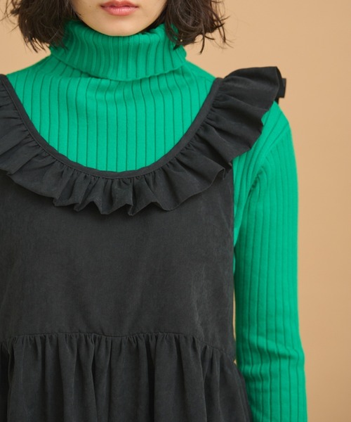 MERLOT(メルロー)の「フリルオーバーオール(サロペット/オーバーオール・レディース・グリーン/ブラック・FREE)」の8枚目の写真