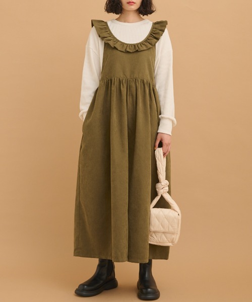 MERLOT(メルロー)の「フリルオーバーオール(サロペット/オーバーオール・レディース・グリーン/ブラック・FREE)」の14枚目の写真