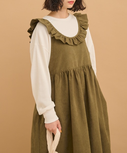 MERLOT(メルロー)の「フリルオーバーオール(サロペット/オーバーオール・レディース・グリーン/ブラック・FREE)」の7枚目の写真