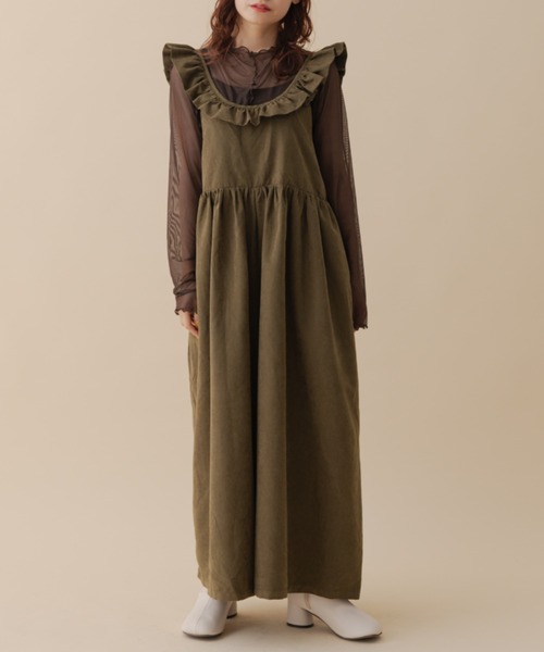 MERLOT(メルロー)の「フリルオーバーオール(サロペット/オーバーオール・レディース・グリーン/ブラック・FREE)」の15枚目の写真