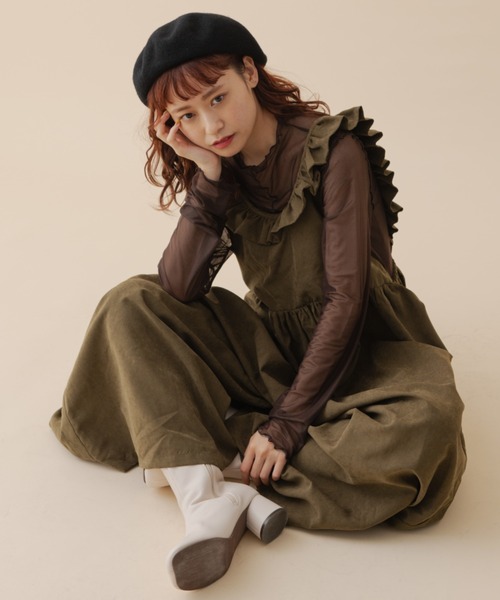 MERLOT(メルロー)の「フリルオーバーオール(サロペット/オーバーオール・レディース・グリーン/ブラック・FREE)」の10枚目の写真