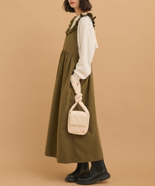 MERLOT(メルロー)の「フリルオーバーオール(サロペット/オーバーオール・レディース・グリーン/ブラック・FREE)」の12枚目の写真