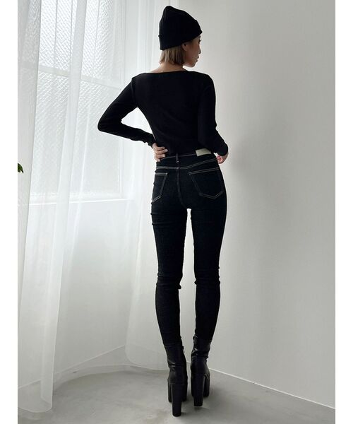 GYDA（ジェイダ）の「BOUJEEサイドライン ハーフジップトップス（Tシャツ/カットソー・レディース・オフホワイト/ブラック・FREE）」の10枚目の写真