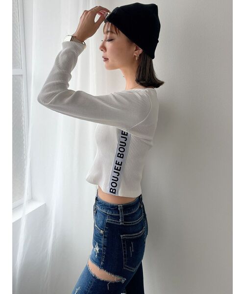 GYDA（ジェイダ）の「BOUJEEサイドライン ハーフジップトップス（Tシャツ/カットソー・レディース・オフホワイト/ブラック・FREE）」の20枚目の写真