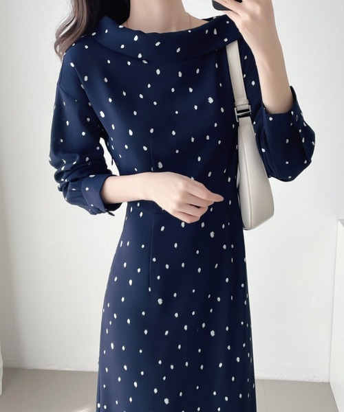 美品＊慈雨 ジウ 長袖ワンピース アシンメトリー ロング　ドット柄　ネイビー 楽天市場】センソユニコ 慈雨の通販