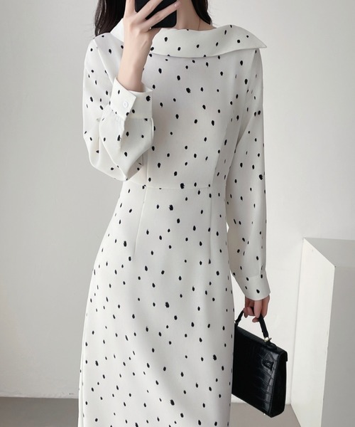 ABITOKYO（アビトーキョー）の「無地＆ドット柄デザイン襟ロング