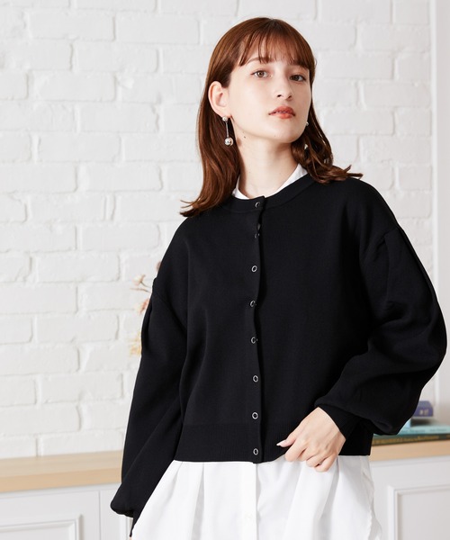 acro（アクロ）の「ドットボタンボリューム袖カーデ/AC1474（カーディガン/ボレロ・レディース・ベージュ/ブルー/オレンジ/パープル/ブラック・ﾌﾘ-）」の11枚目の写真